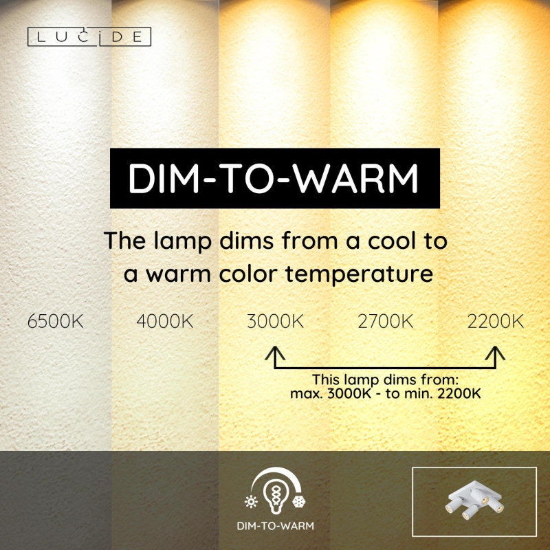 Lucide TAYLOR - Stropné bodové svietidlo Kúpeľňa - LED Dim to warm - GU10 - 4x5W 2200K/3000K - IP44 - White